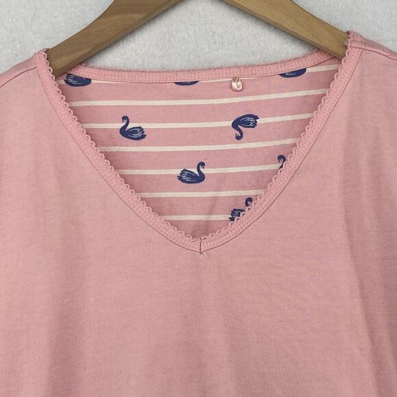 BONMARCHE Pajama Set 16 18 Swan Cotton Short Sleeve Top Lounge Crop Pants Pink - Picture 4 of 16